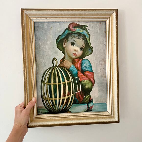 Vintage 60s MAIO Mardi Gras Boy Framed Lithograph Print / 14 x 17 - Picture 3 of 8